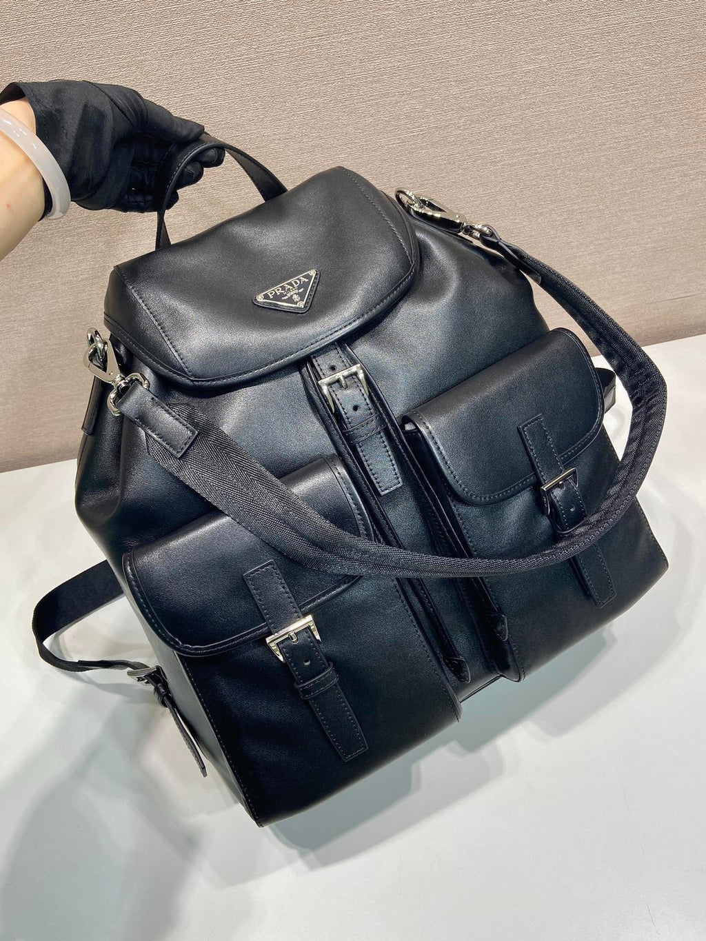 Prada 2026 Backpack 39cm Black Lambskin 351845