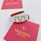 Garavani Reversible VLogo Signature Belt 40mm White Brown Leather 200706