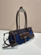 Prada 2026 Bonnie Bag 32cm Blue Brown Denim Leather 351805