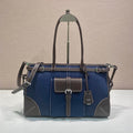 Prada 2026 Bonnie Bag 38cm Blue Brown Denim Leather 351797