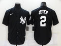 Men's New York Yankees Derek Jeter #2 Black Replica Baseball Jerseys