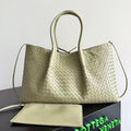BV Reversible Tote Bag 43cm Intreccio Pistachio Green Chocolate Calfskin Suede