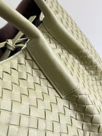 BV Reversible Tote Bag 43cm Intreccio Pistachio Green Chocolate Calfskin Suede