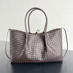 BV Reversible Tote Bag 43cm Intreccio Chocolate Brown Calfskin Suede
