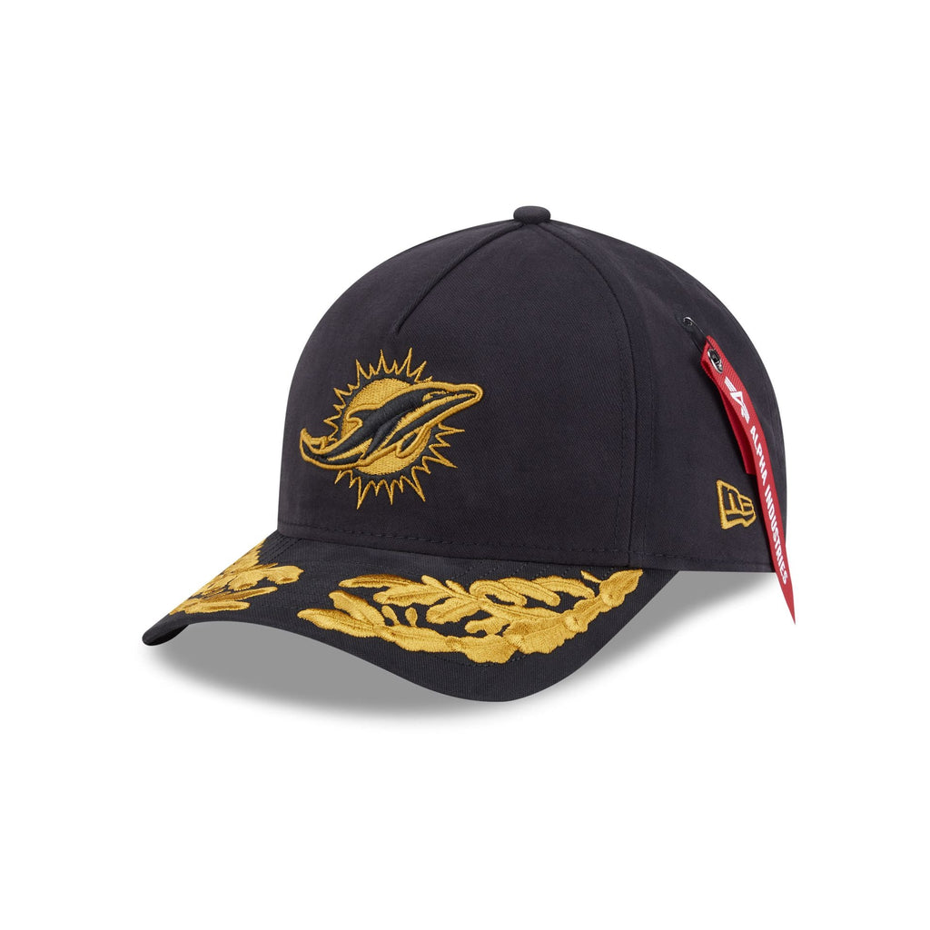 Alpha Industries x Miami Dolphins Black 9FORTY M-Crown A-Frame Snapback Hat
