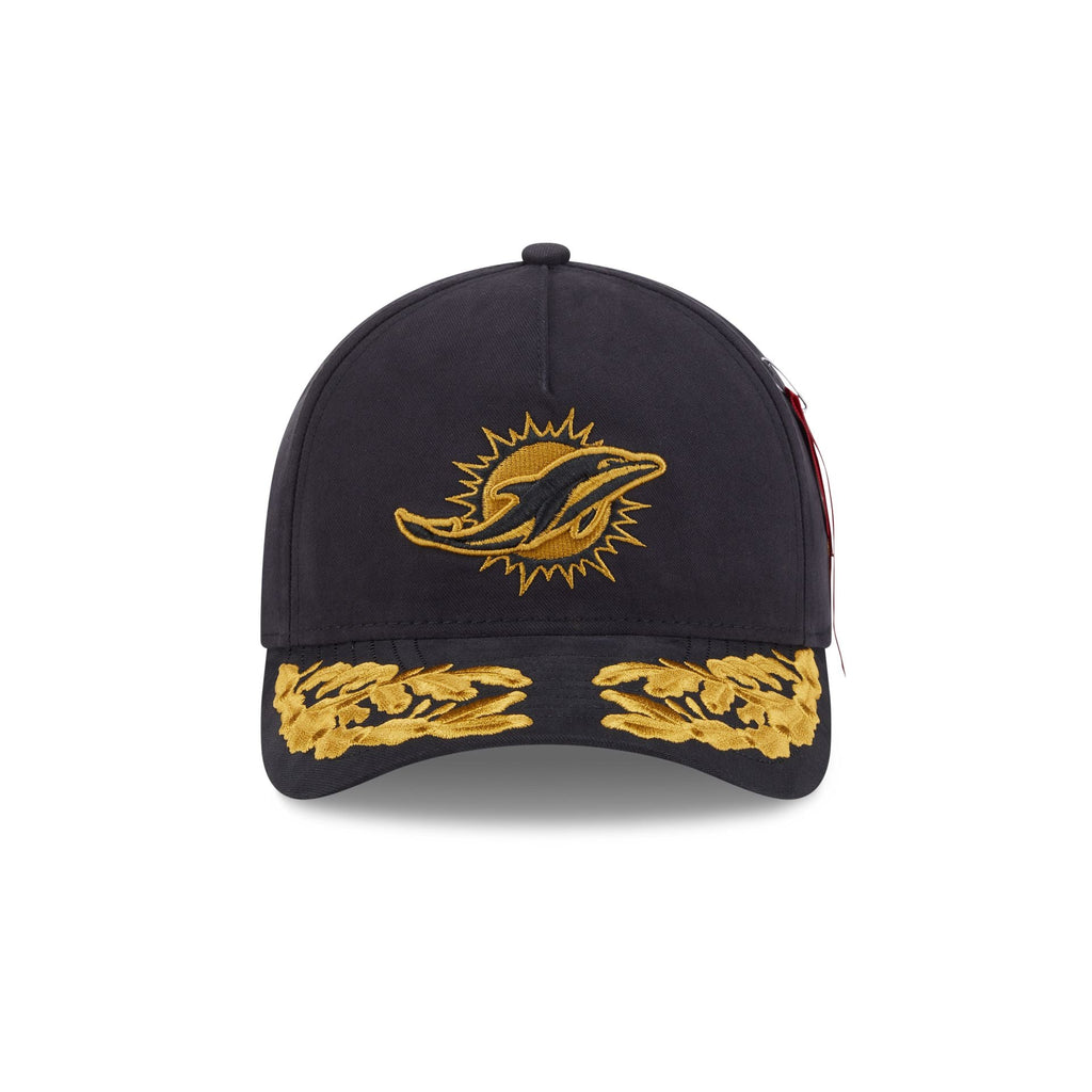 Alpha Industries x Miami Dolphins Black 9FORTY M-Crown A-Frame Snapback Hat