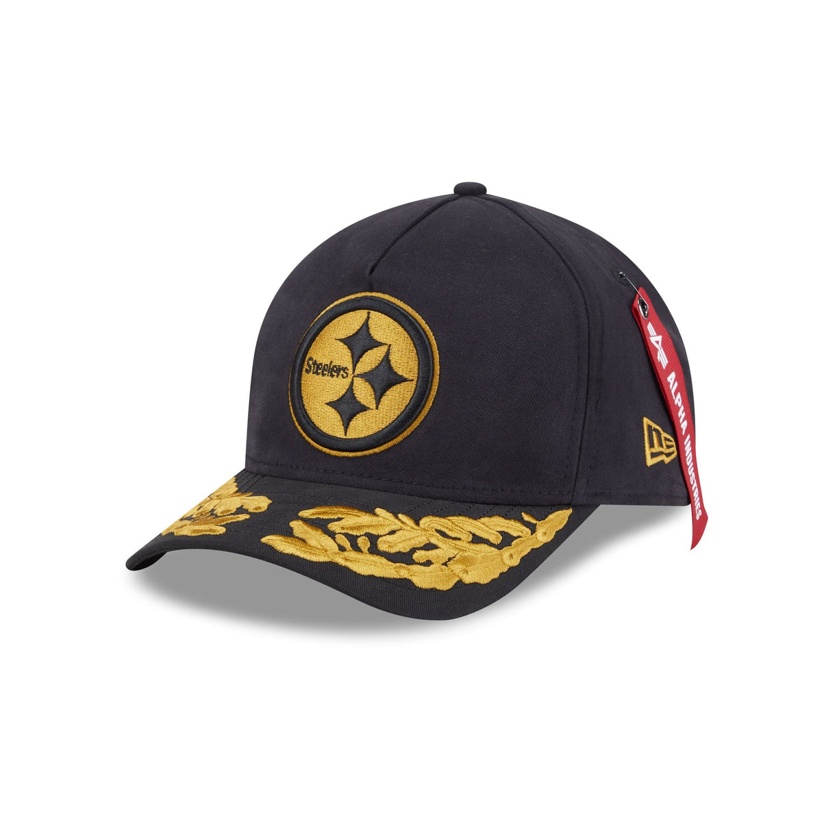 Alpha Industries x Pittsburgh Steelers Black 9FORTY M-Crown A-Frame Snapback Hat