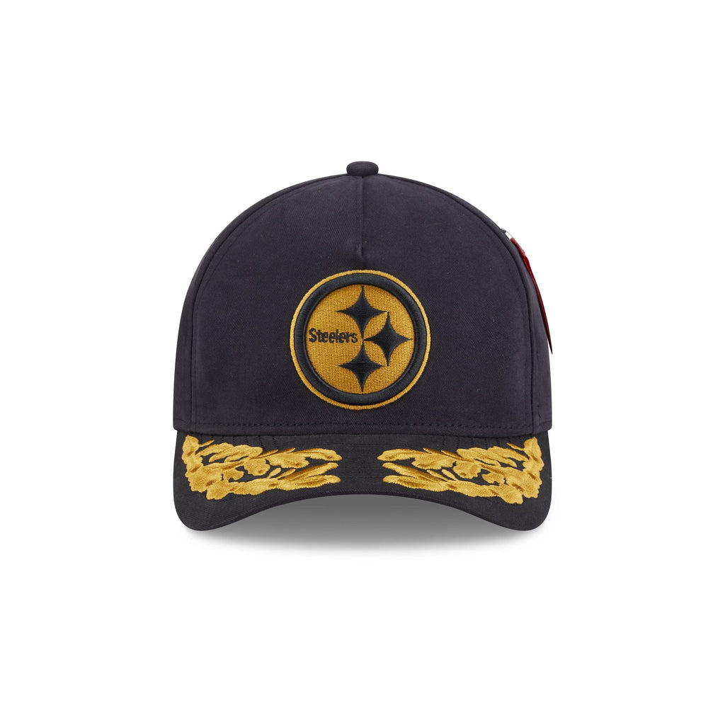 Alpha Industries x Pittsburgh Steelers Black 9FORTY M-Crown A-Frame Snapback Hat
