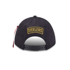 Alpha Industries x Pittsburgh Steelers Black 9FORTY M-Crown A-Frame Snapback Hat