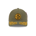 Alpha Industries x Pittsburgh Steelers Olive Green 9FORTY M-Crown A-Frame Snapback Hat
