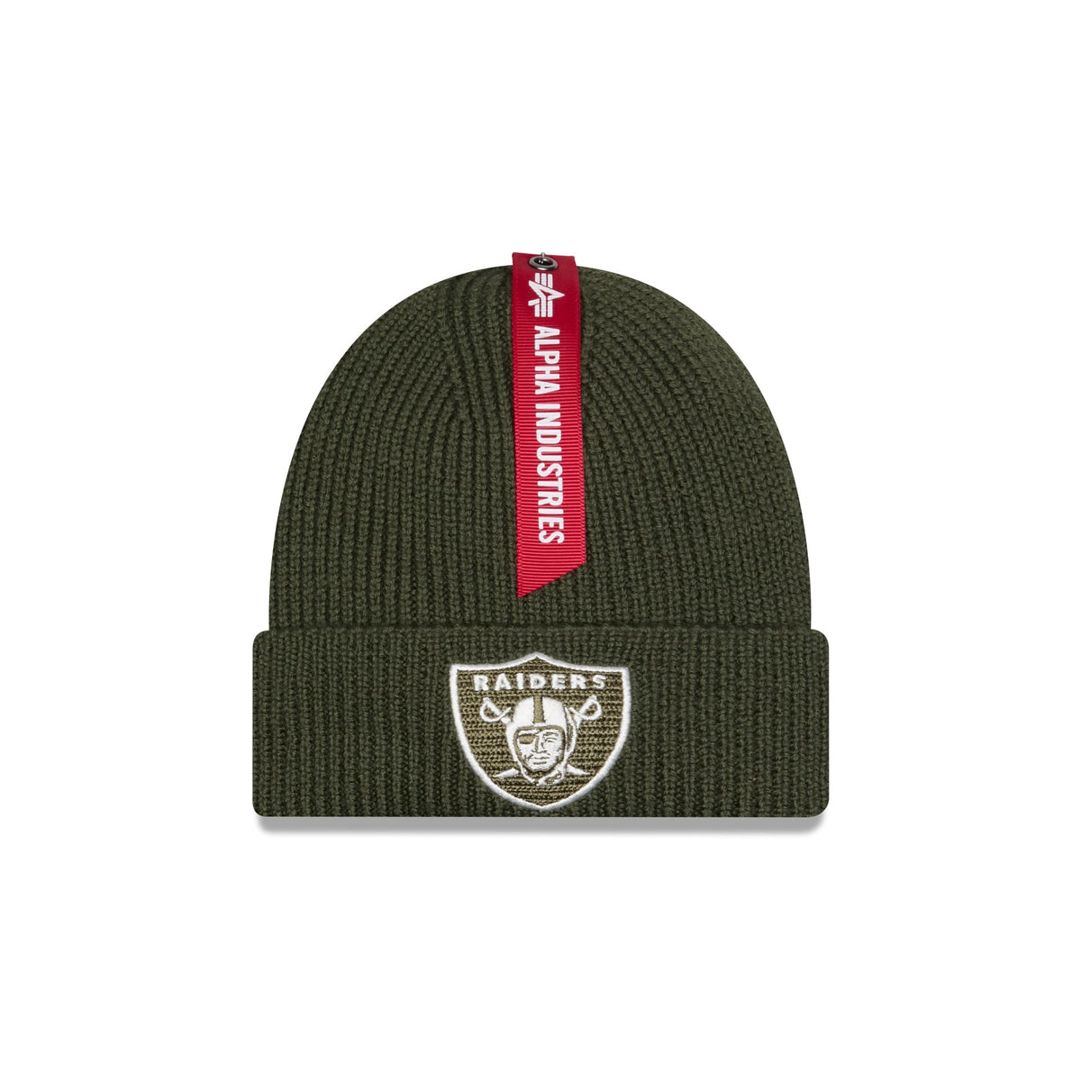 Alpha Industries x Las Vegas Raiders Olive Green Cuff Knit Hat