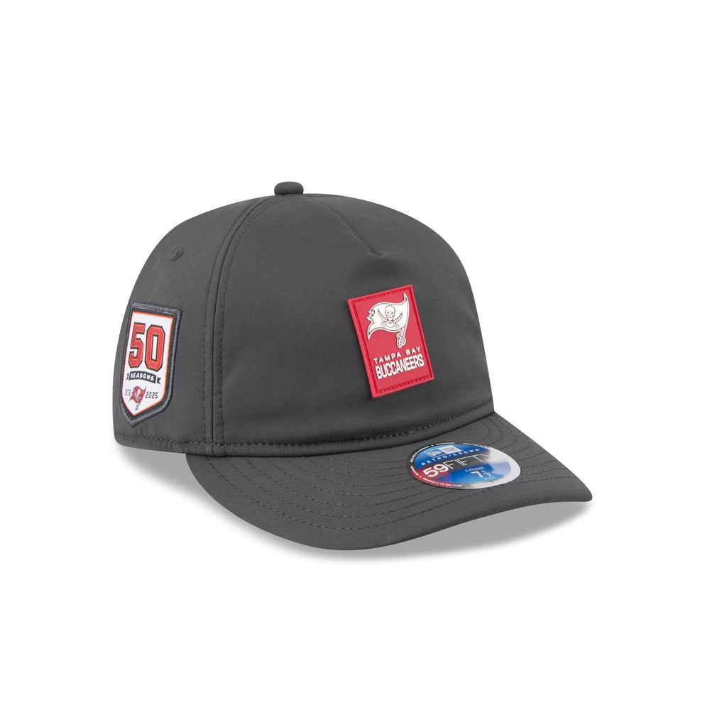 Tampa Bay Buccaneers 2025 Sideline Cold Weather Steel Clouds Retro Crown 59FIFTY A-Frame Fitted Hat
