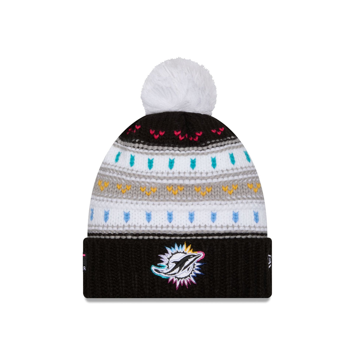 Miami Dolphins 2025 Crucial Catch Women's Pom Knit Hat