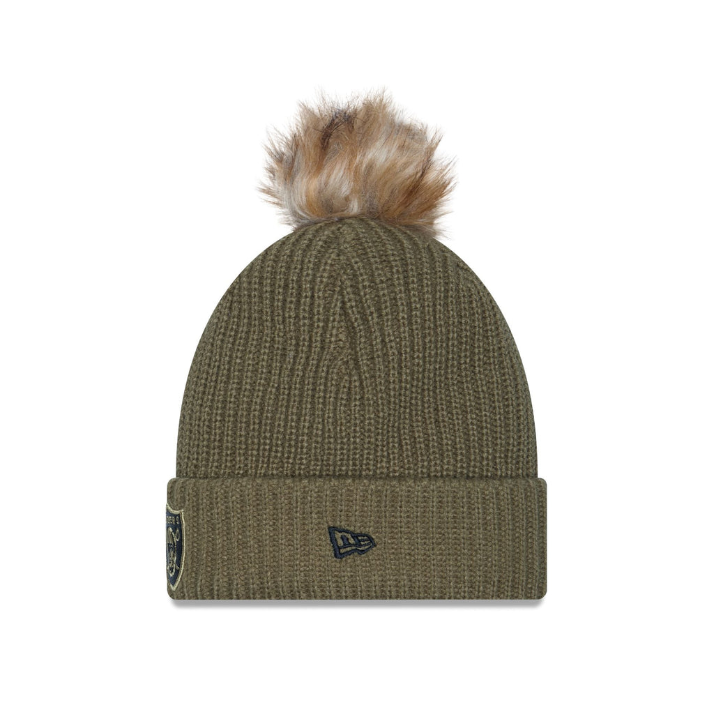 Las Vegas Raiders 2025 Salute to Service Women's Pom Knit Hat