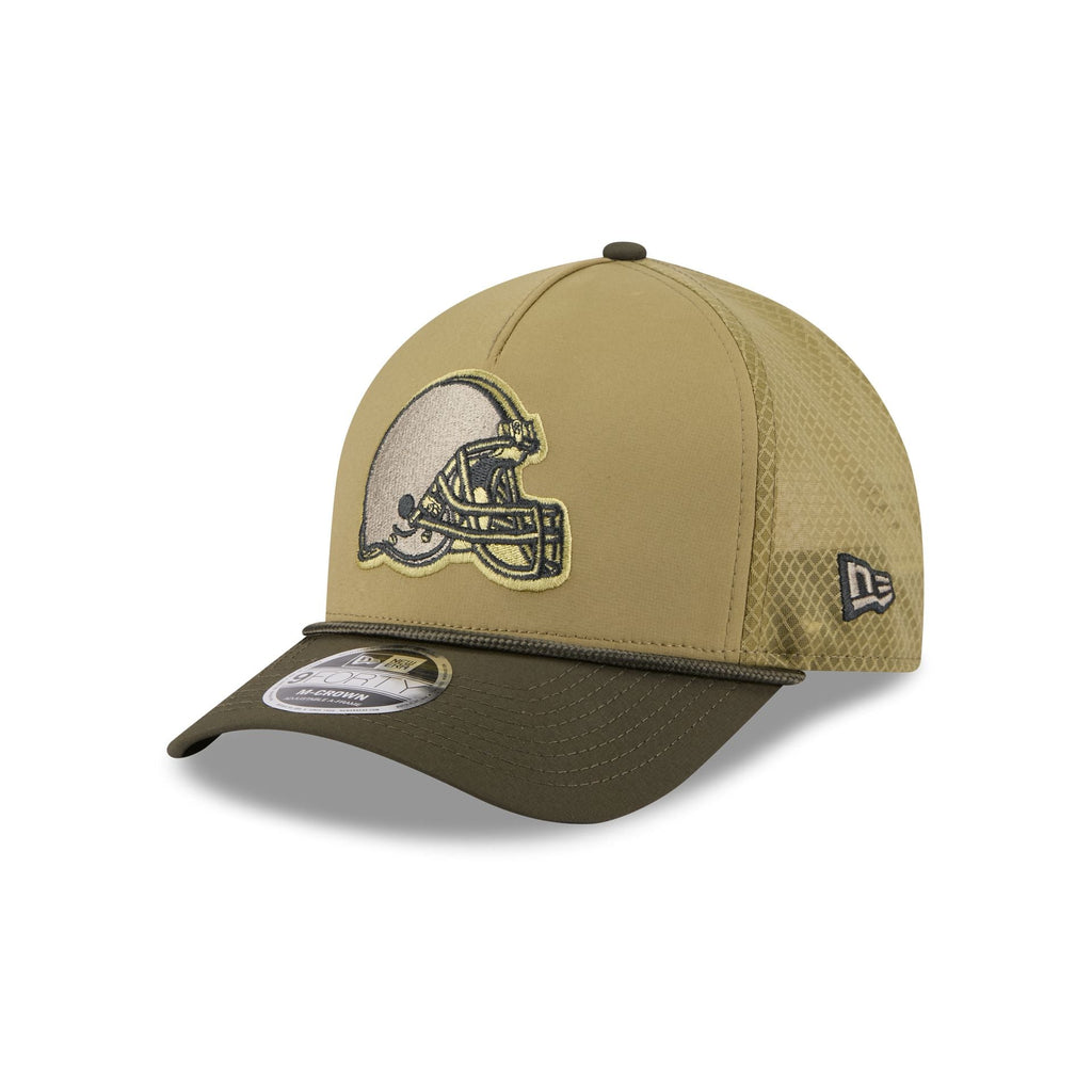 Cleveland Browns 2025 Salute to Service 9FORTY M-Crown A-Frame Trucker Hat
