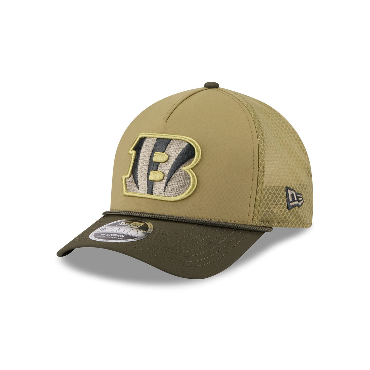 Cincinnati Bengals 2025 Salute to Service 9FORTY M-Crown A-Frame Trucker Hat