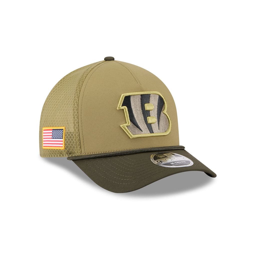 Cincinnati Bengals 2025 Salute to Service 9FORTY M-Crown A-Frame Trucker Hat