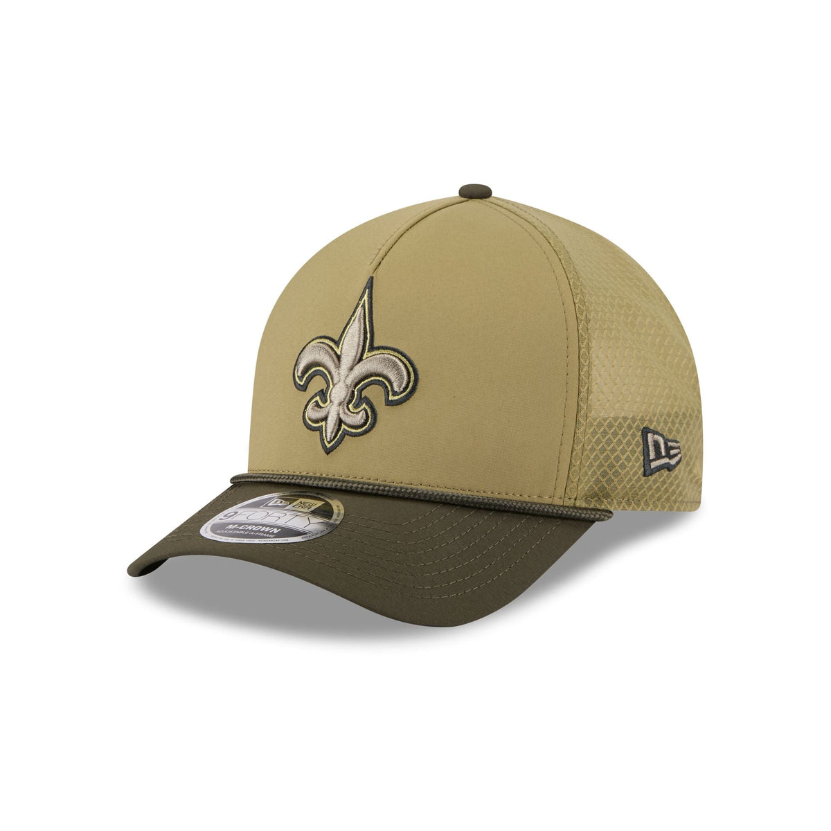 New Orleans Saints 2025 Salute to Service 9FORTY M-Crown A-Frame Trucker Hat