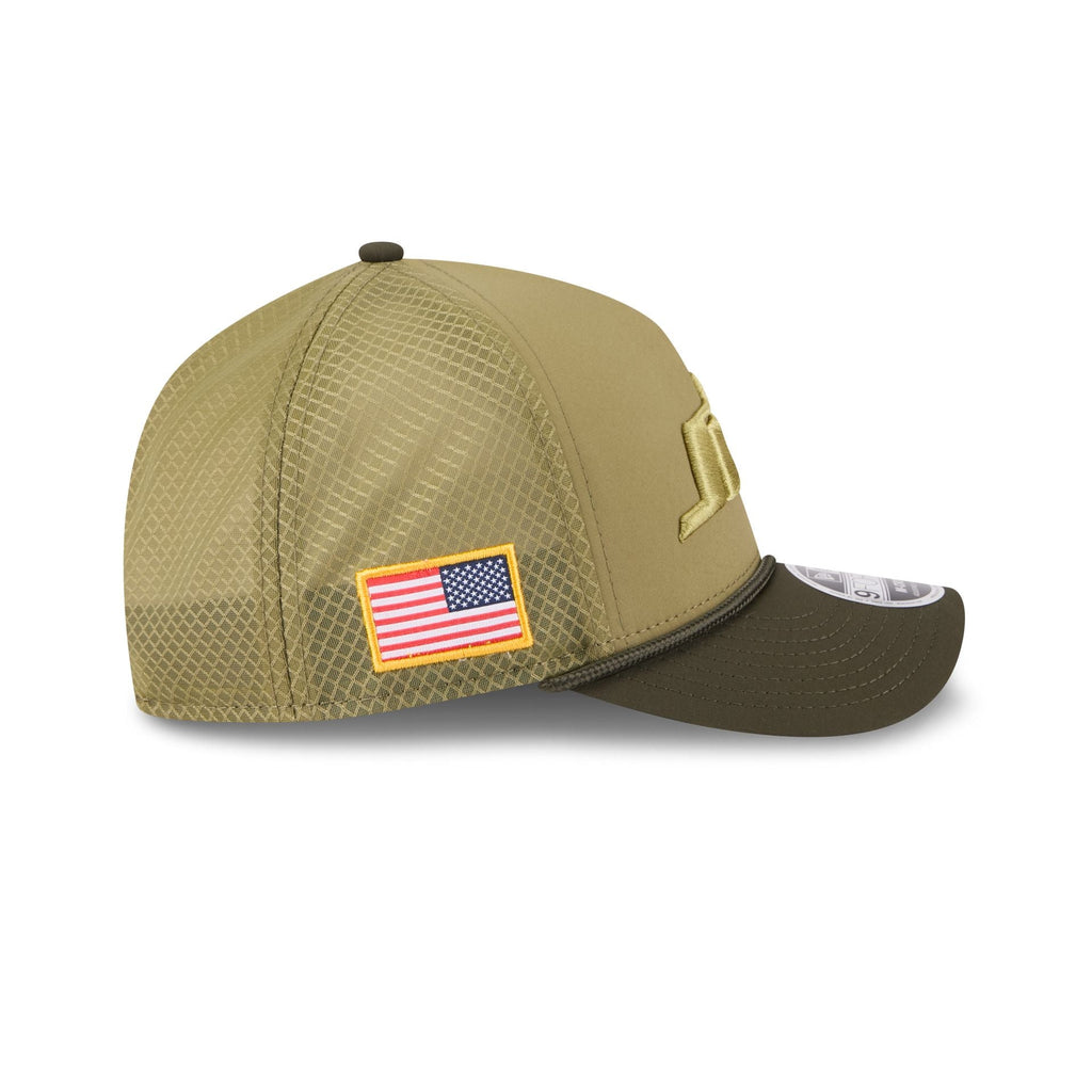 New York Jets 2025 Salute to Service 9FORTY M-Crown A-Frame Trucker Hat