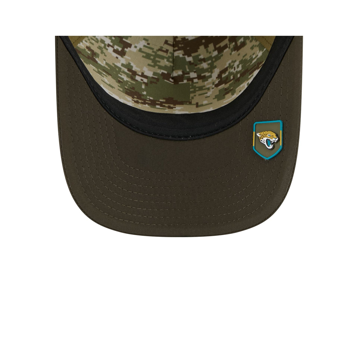 Jacksonville Jaguars 2025 Salute to Service 9FORTY M-Crown A-Frame Trucker Hat