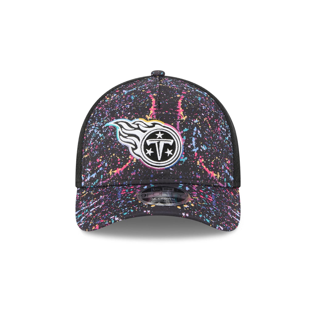Tennessee Titans 2025 Crucial Catch 9FORTY M-Crown A-Frame Trucker Hat