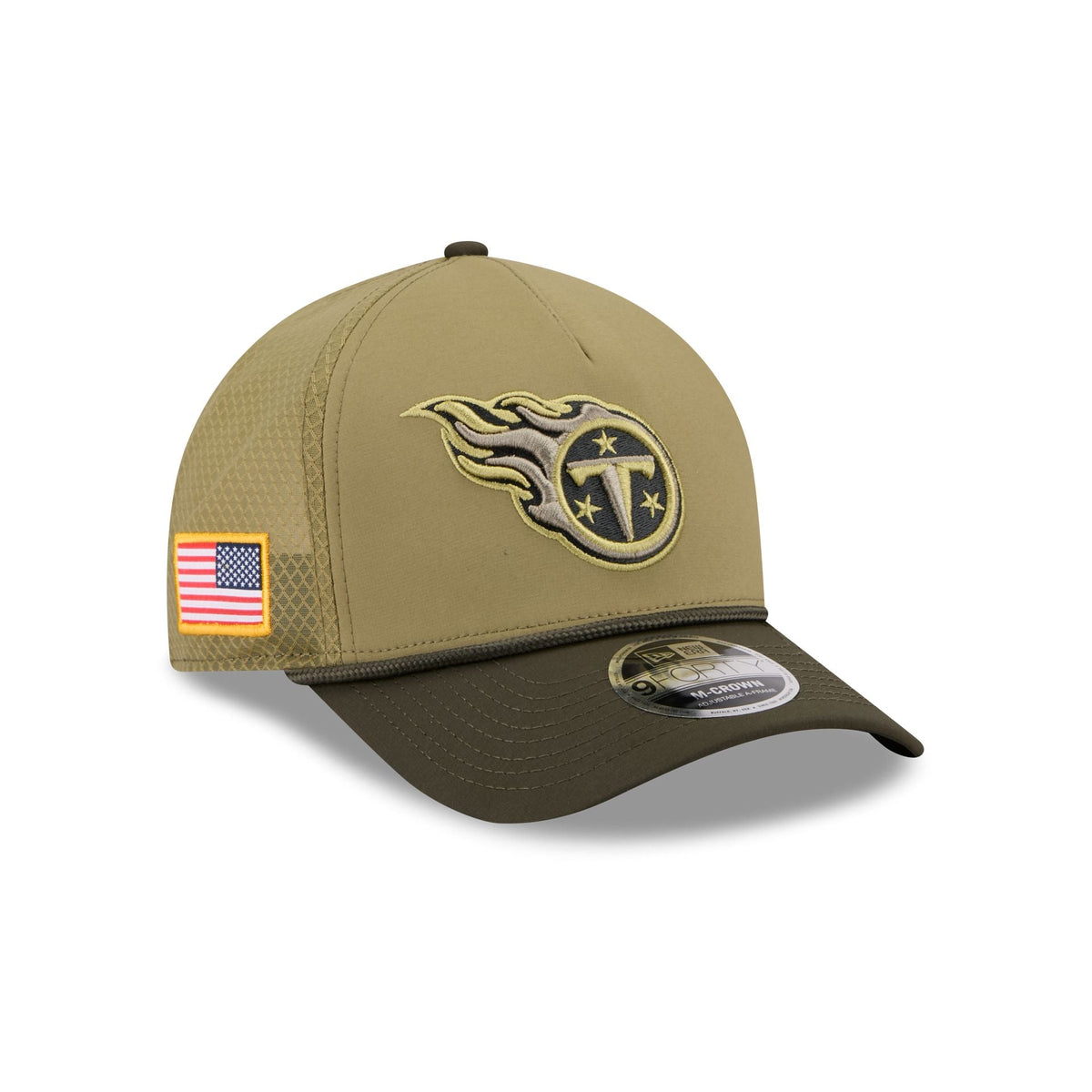 Tennessee Titans 2025 Salute to Service 9FORTY M-Crown A-Frame Trucker Hat