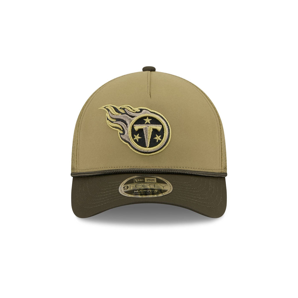 Tennessee Titans 2025 Salute to Service 9FORTY M-Crown A-Frame Trucker Hat