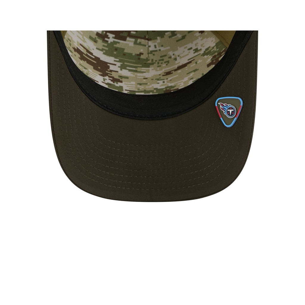 Tennessee Titans 2025 Salute to Service 9FORTY M-Crown A-Frame Trucker Hat