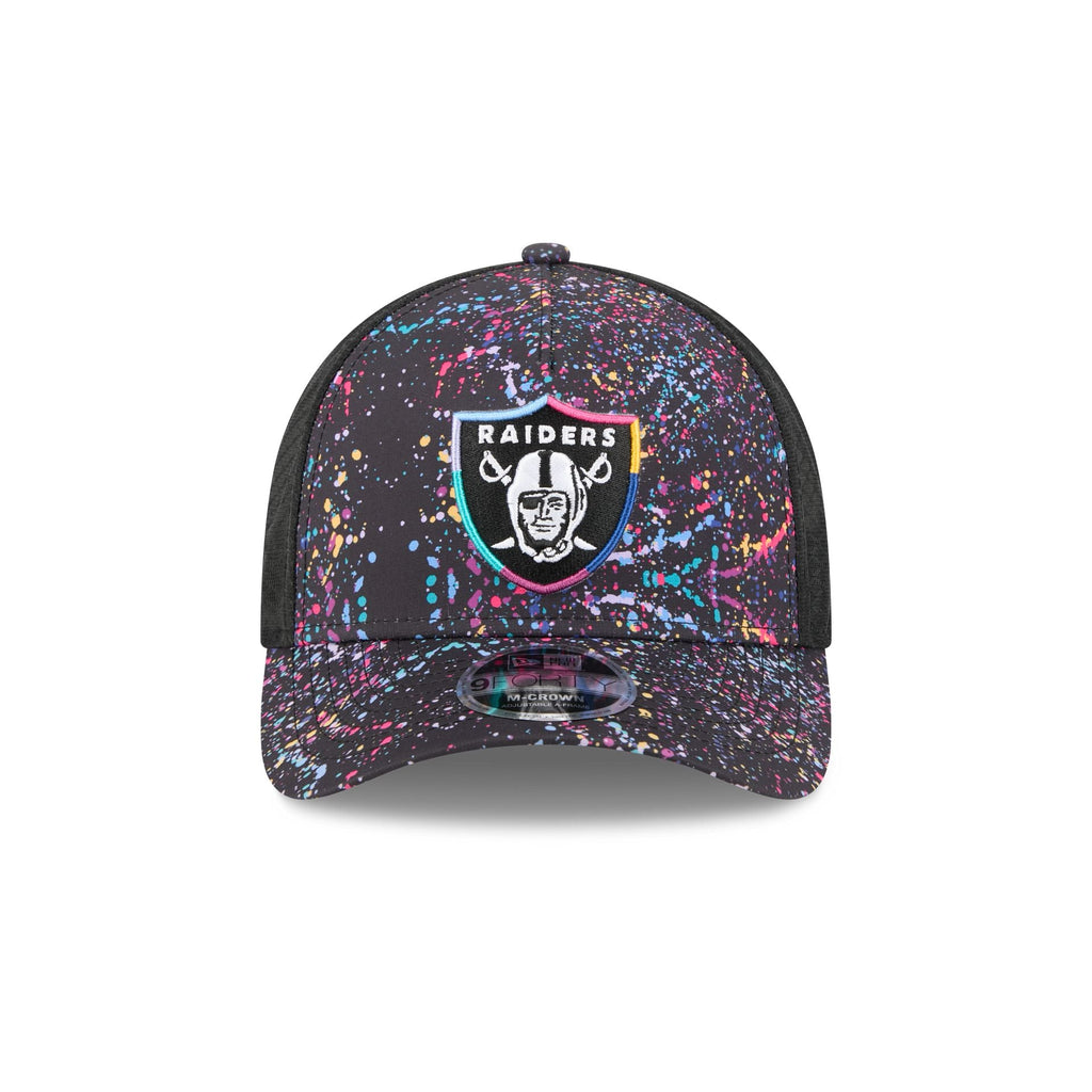 Las Vegas Raiders 2025 Crucial Catch 9FORTY M-Crown A-Frame Trucker Hat