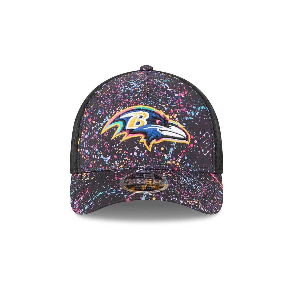 Baltimore Ravens 2025 Crucial Catch 9FORTY M-Crown A-Frame Trucker Hat