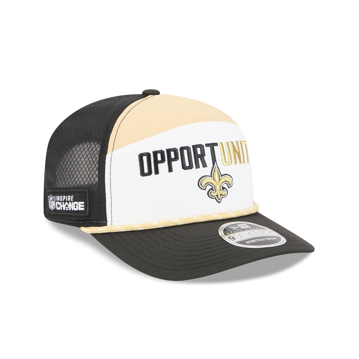 New Orleans Saints 2025 Inspire Change Split Panel 9SEVENTY Trucker Hat