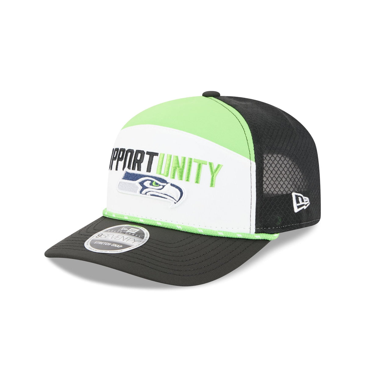 Seattle Seahawks 2025 Inspire Change Split Panel 9SEVENTY Trucker Hat