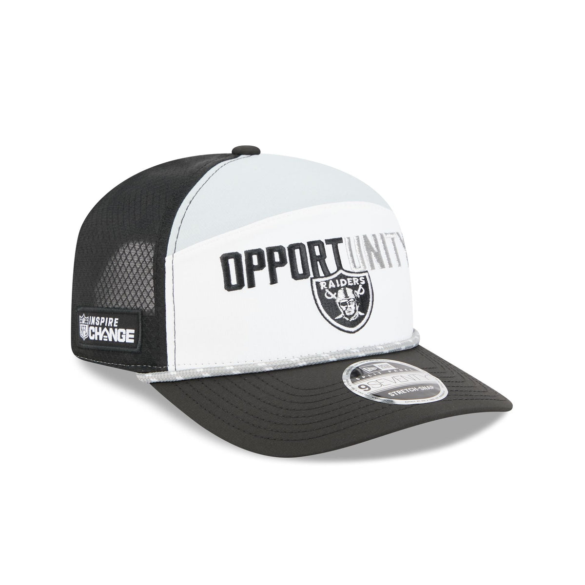 Las Vegas Raiders 2025 Inspire Change Split Panel 9SEVENTY Trucker Hat
