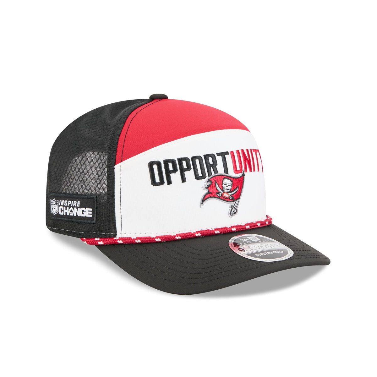 Tampa Bay Buccaneers 2025 Inspire Change Split Panel 9SEVENTY Trucker Hat