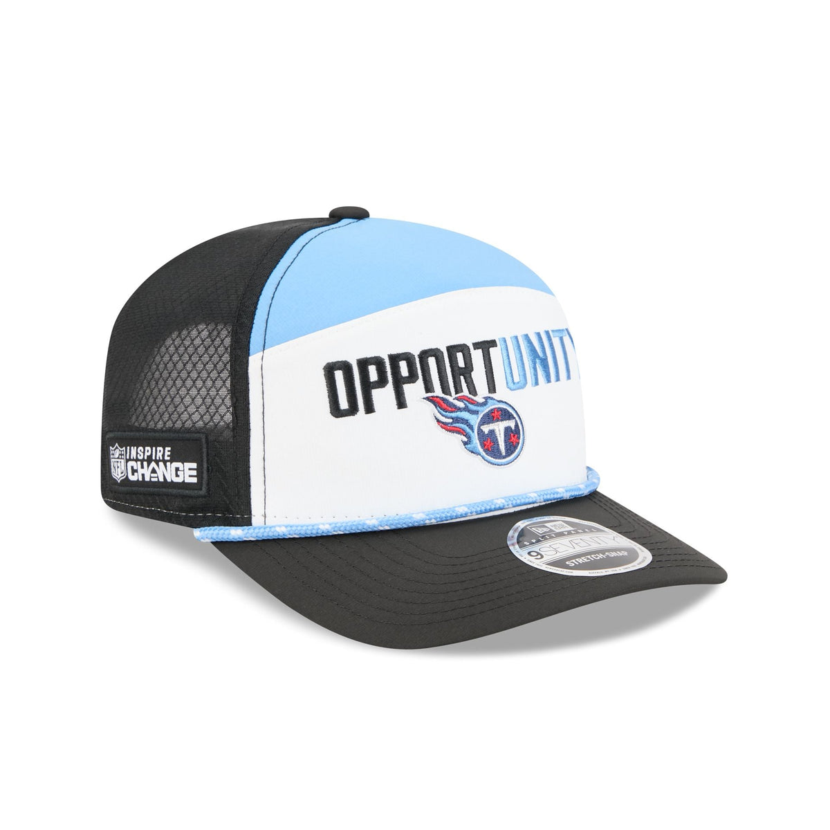 Tennessee Titans 2025 Inspire Change Split Panel 9SEVENTY Trucker Hat