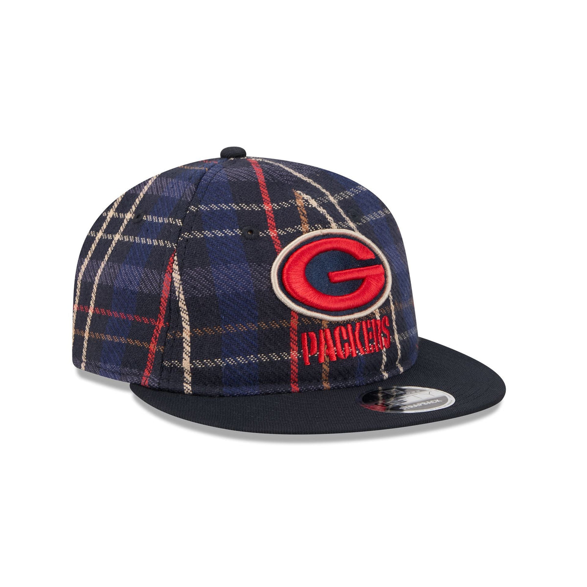 Green Bay Packers Grunge Plaid Retro Crown 9FIFTY Adjustable Hat