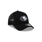 San Francisco 49ers Side Script Black 9FORTY A-Frame Trucker Hat