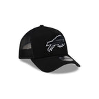 Buffalo Bills Side Script Black 9FORTY A-Frame Trucker Hat