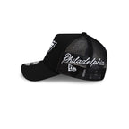 Philadelphia Eagles Side Script Black 9FORTY A-Frame Trucker Hat