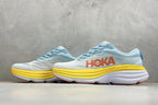 HOKA Bondi 8 Sky Blue Yellow Orange Logo Running Sneaker