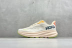 HOKA Clifton 9 Off White & Pale Peach Daily Running Trainers