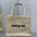 CD Small Dior Book Tote Scotland's National Flower Pattern Beige Cotton