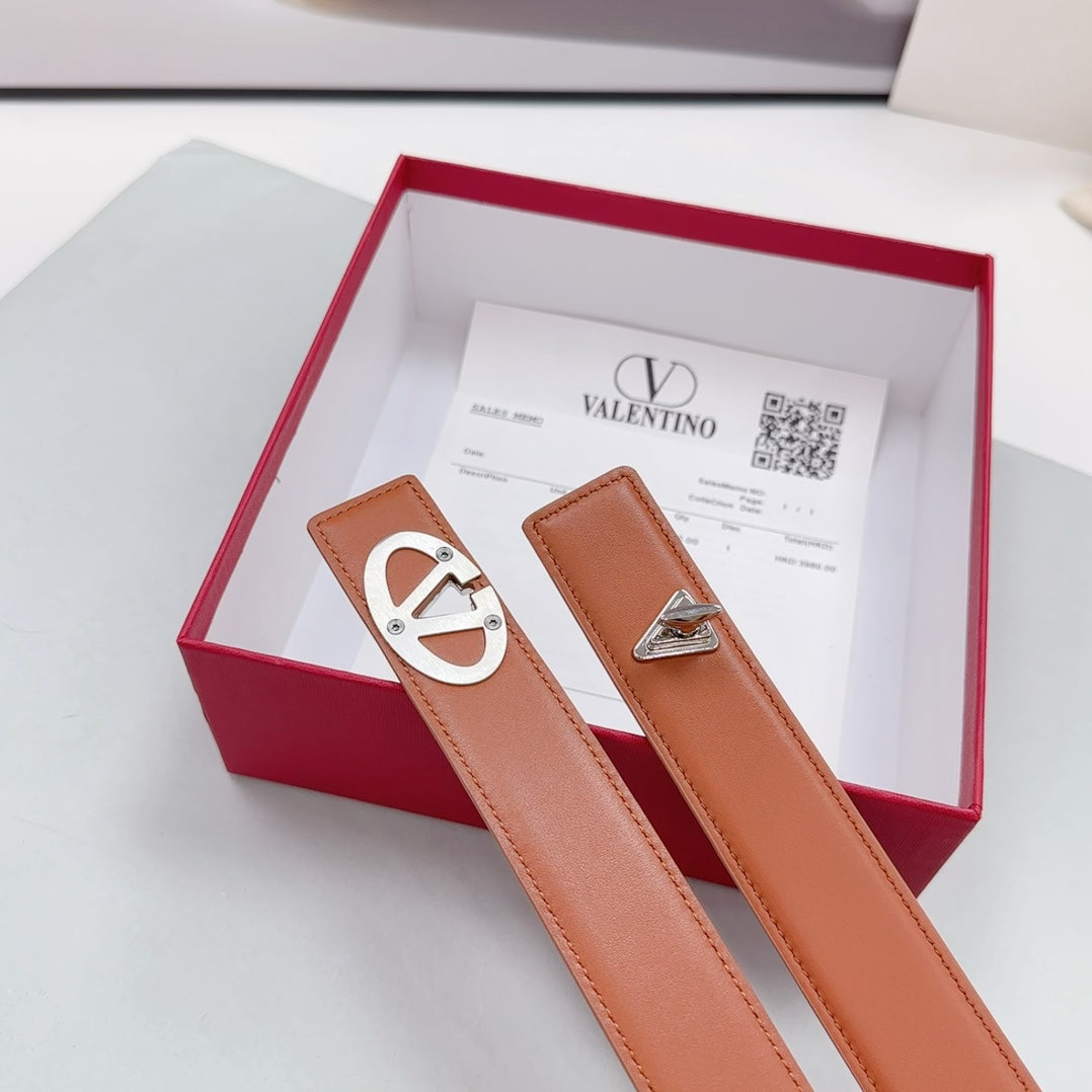 The Bold Edition Belt 30mm Brown Calfskin Silver Buckle