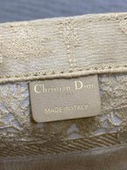 CD Small Dior Book Tote Scotland's National Flower Pattern Beige Cotton