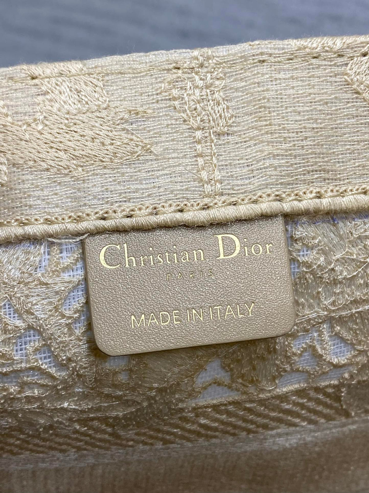 CD Small Dior Book Tote Scotland's National Flower Pattern Beige Cotton