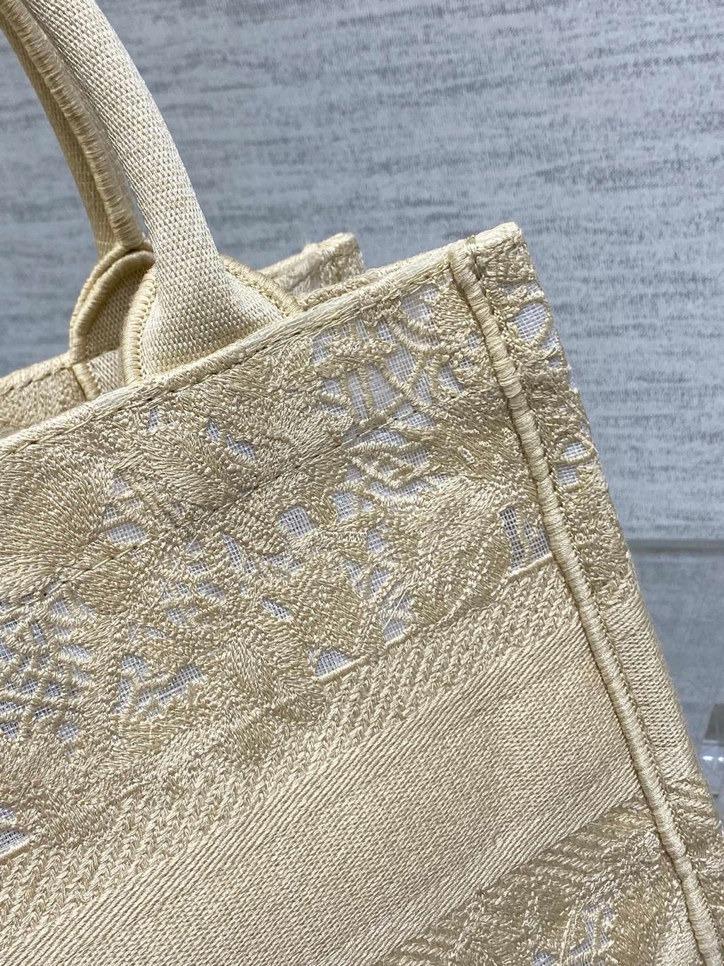CD Small Dior Book Tote Scotland's National Flower Pattern Beige Cotton