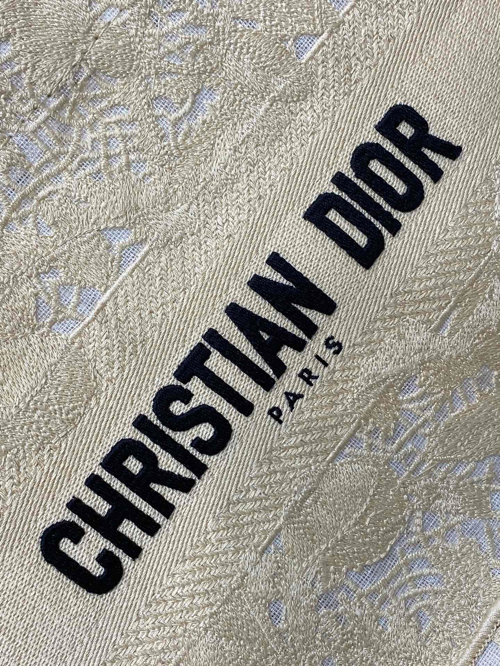 CD Small Dior Book Tote Scotland's National Flower Pattern Beige Cotton