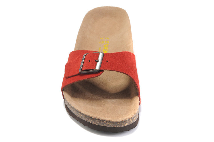 Birkenstock Madrid Slide Sandal Red Suede