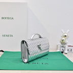 BV Long Clutch Andiamo With Handle 31cm Sliver Metalic Calfskin