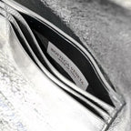 BV Long Clutch Andiamo With Handle 31cm Sliver Metalic Calfskin